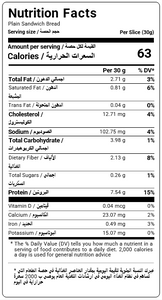 Nutritional Facts For Premium Plain Keto Sandwich Bread By Munchbox UAE