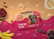 Load image into Gallery viewer, A pack of premium cranbanana energy balls by Munchbox UAE
