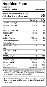 nutritional facts for Premium high protein arabic bread by Munchbox UAE