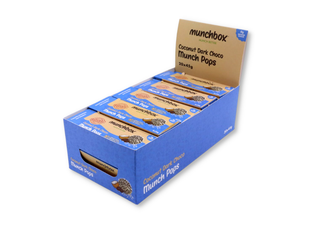 A Box Of Premium Coconut Dark Choco Munchpops By Munchbox UAE
