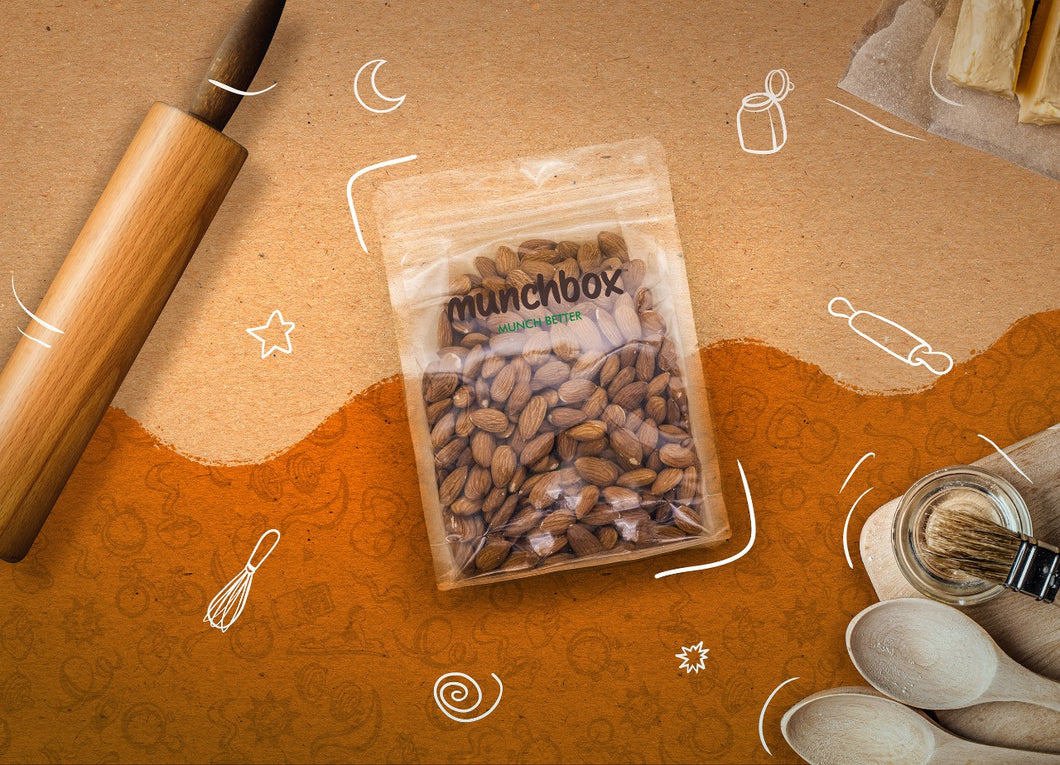 A bag of 500 grams premium Almonds by Munchbox UAE