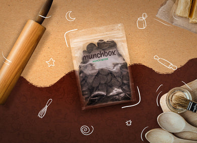 A bag of 500g  sugar free Dark chocolate by Munchbox UAE