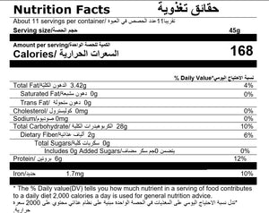 nutritional facts for premium oats by Munchbox UAE
