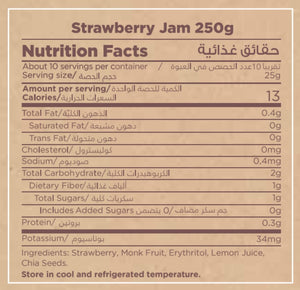 Nutritional Facts For Premium Strawberry Jam By Munchbox UAE