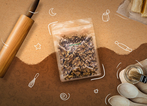 A bag of 400g premium walnut by Munchbox UAE