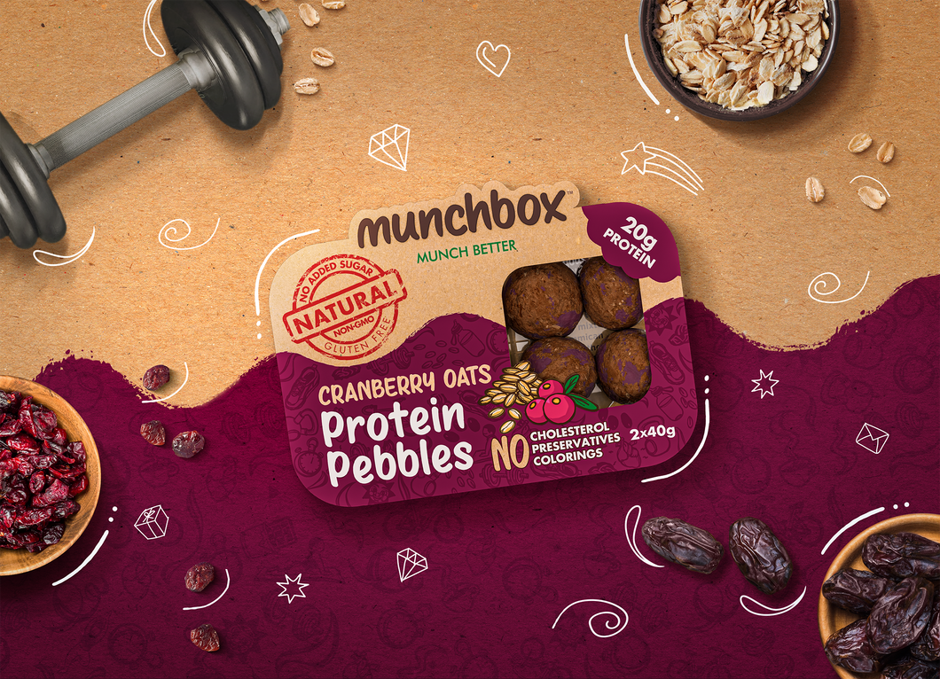 A Pack Of Cranberry And Oats Protein Pebbles By Munchbox UAE