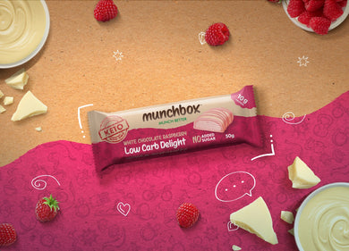 Premium Keto White Chocolate Raspberry Bar By Munchbox UAE
