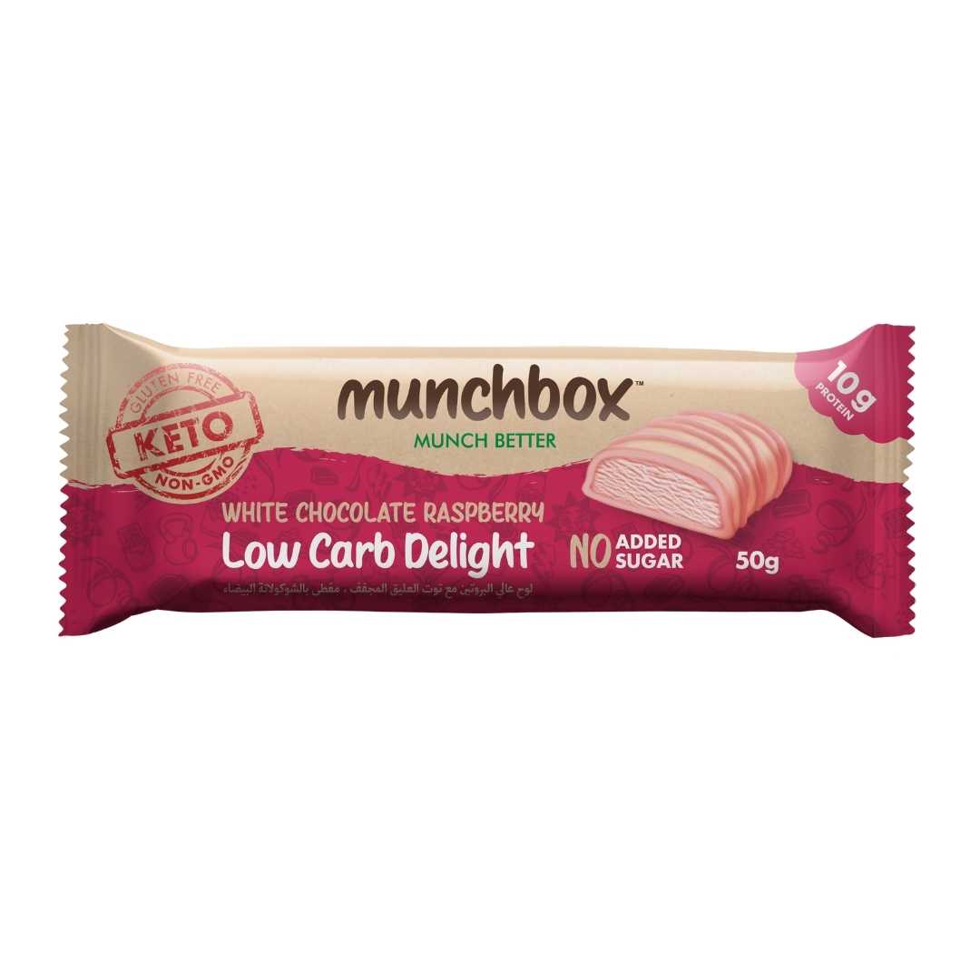 Shop Keto White Chocolate Raspberry Bar Munchbox UAE