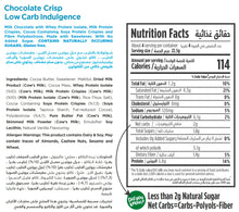 Load image into Gallery viewer, nutritional facts for a bar of Milk chocolate low carb indulgence by Munchbox UAE
